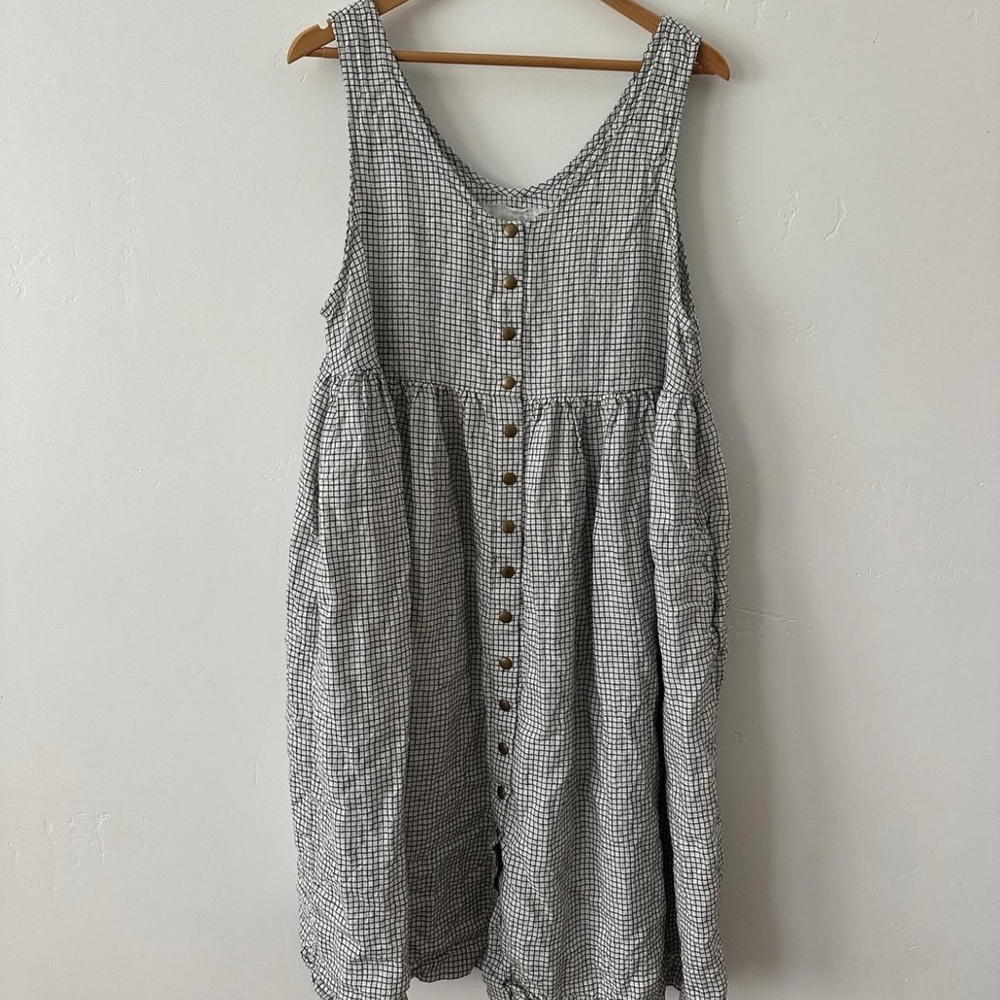 notPERFECTLINEN Mama Black and White Checkered Dress